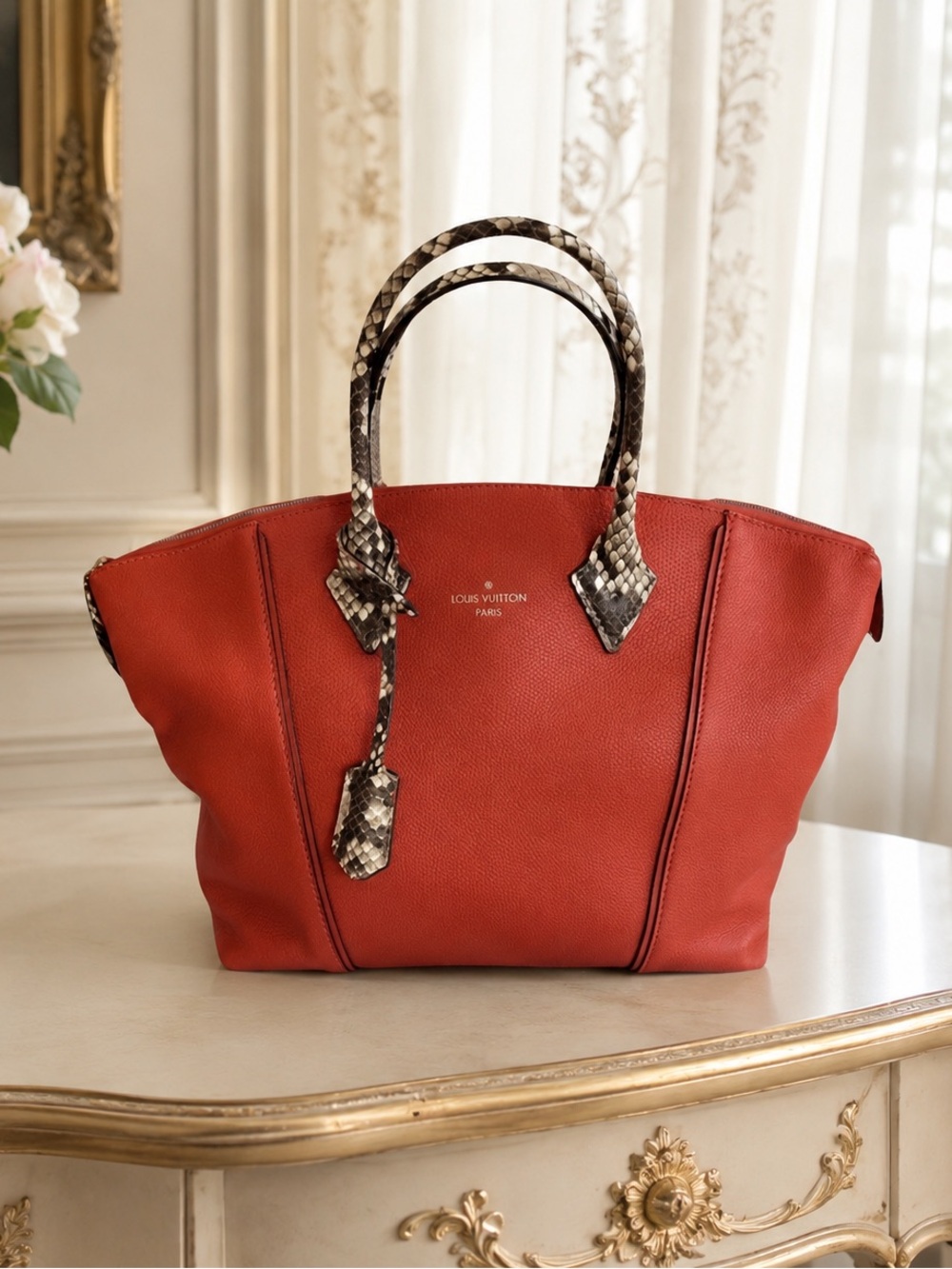 Louis Vuitton Soft Lockit MM Cachemire Calfskin Python Leather